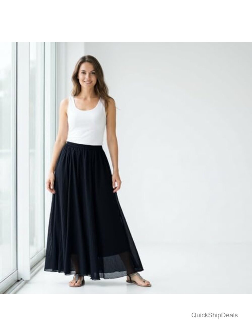 Cotton Linen Boho A-Line Maxi Skirt Long Flowy Cottagecore - Picture 2 of 6